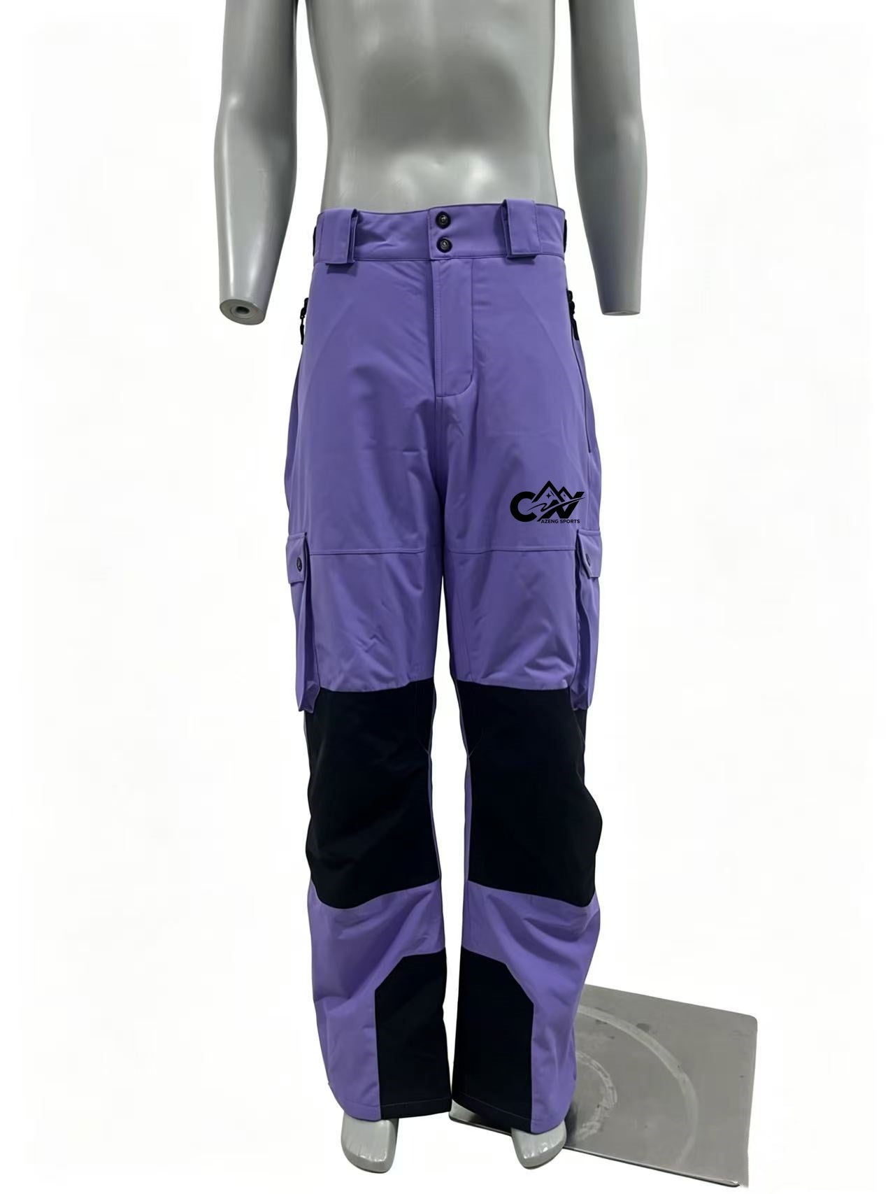 AZENG SPORTS Waterproof Insulated Ski Pants – 2-Layer Oxford Fabric, Cotton Fill, DWR Grade 4