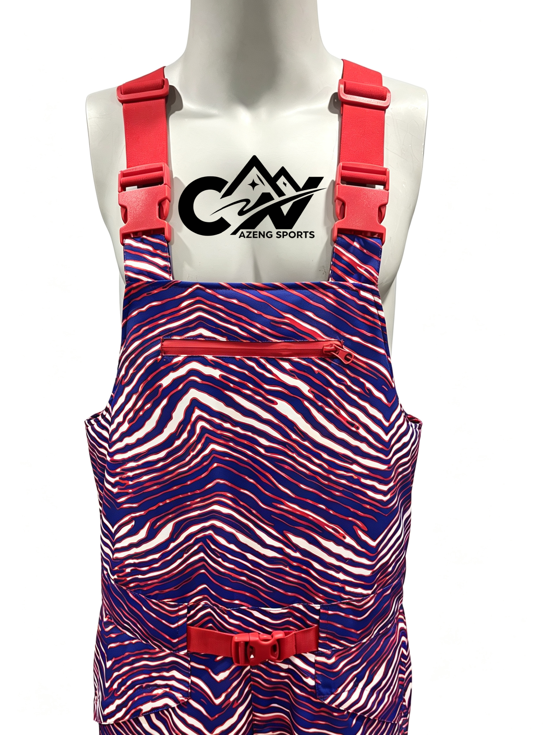 AZENG SPORTS Women's Waterproof Insulated Ski Bib Pants | Zebra Print Snow Bibs