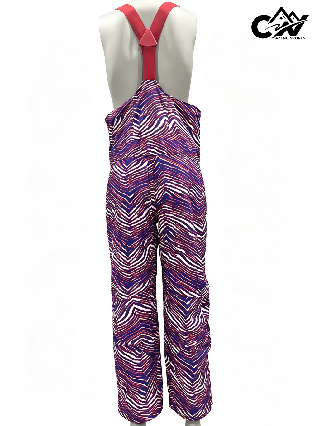 AZENG SPORTS Women's Waterproof Insulated Ski Bib Pants | Zebra Print Snow Bibs