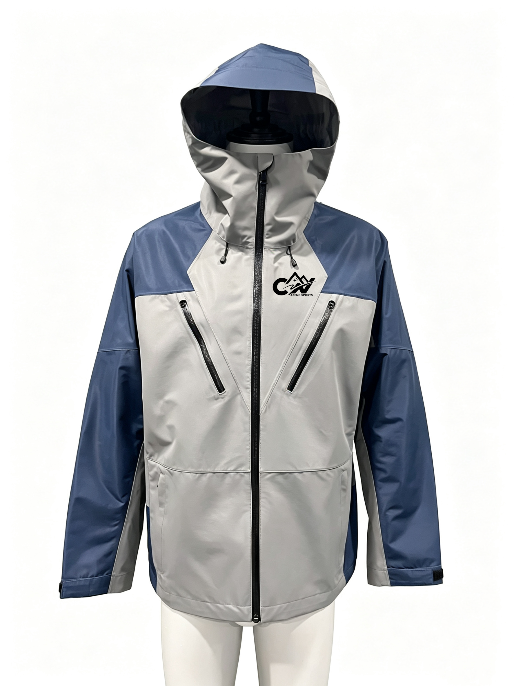 AZENG SPORTS Men's 3-Layer Waterproof Jacket with SBS Zippers & Pit Zips for HIking and Outdoor Sports