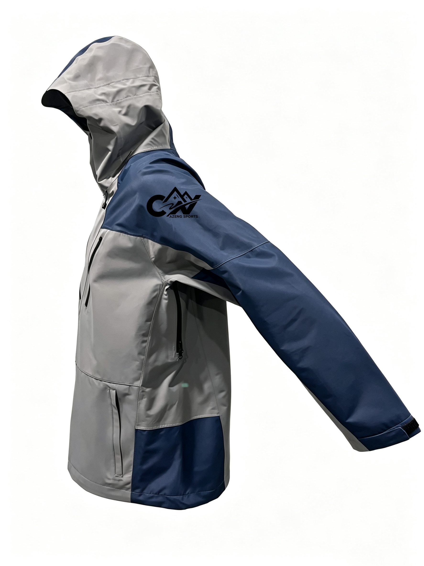 AZENG SPORTS Men's 3-Layer Waterproof Jacket with SBS Zippers & Pit Zips for HIking and Outdoor Sports