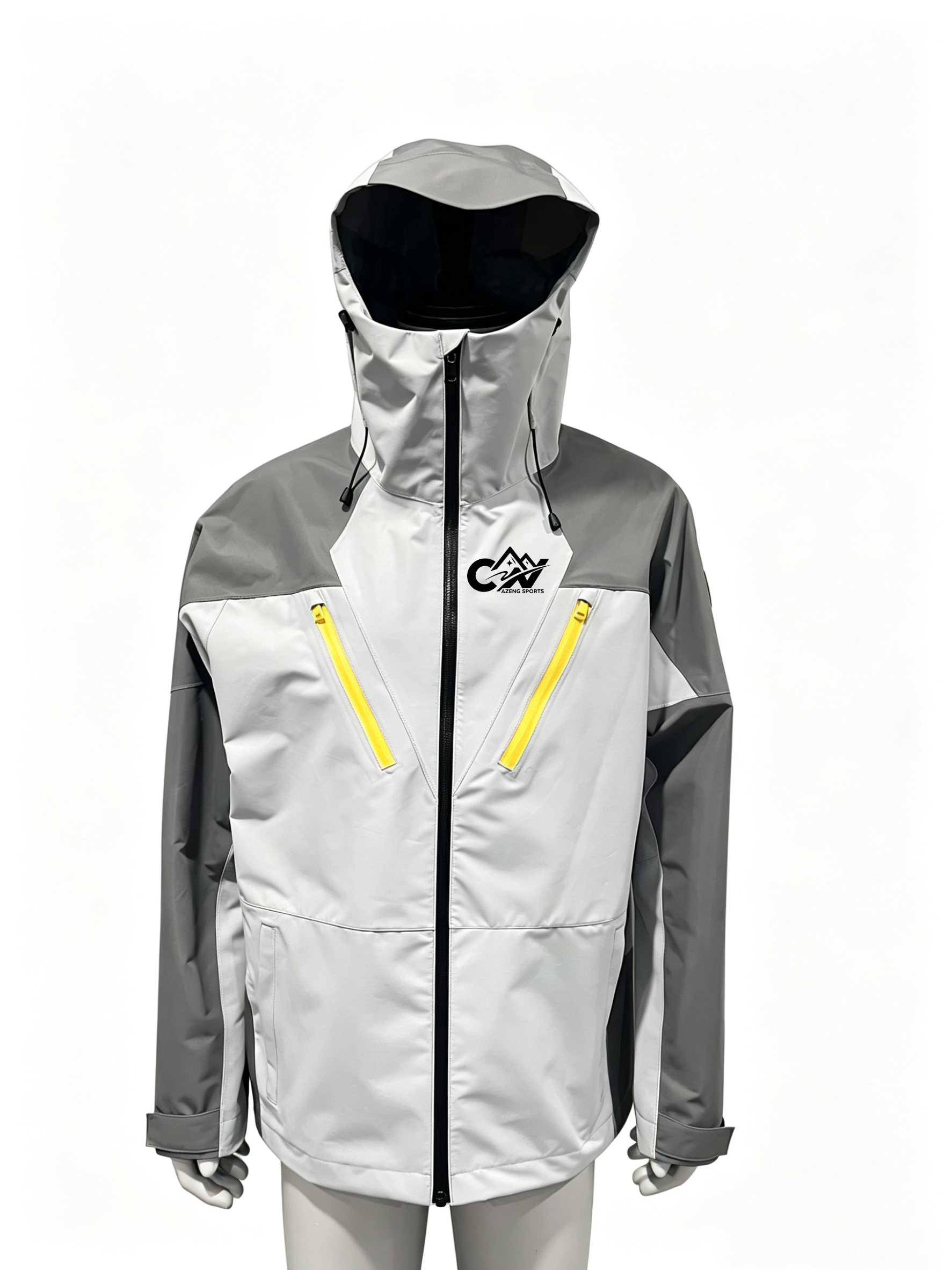 AZENG SPORTS Men's 3-Layer Waterproof Jacket with SBS Zippers & Pit Zips for HIking and Outdoor Sports