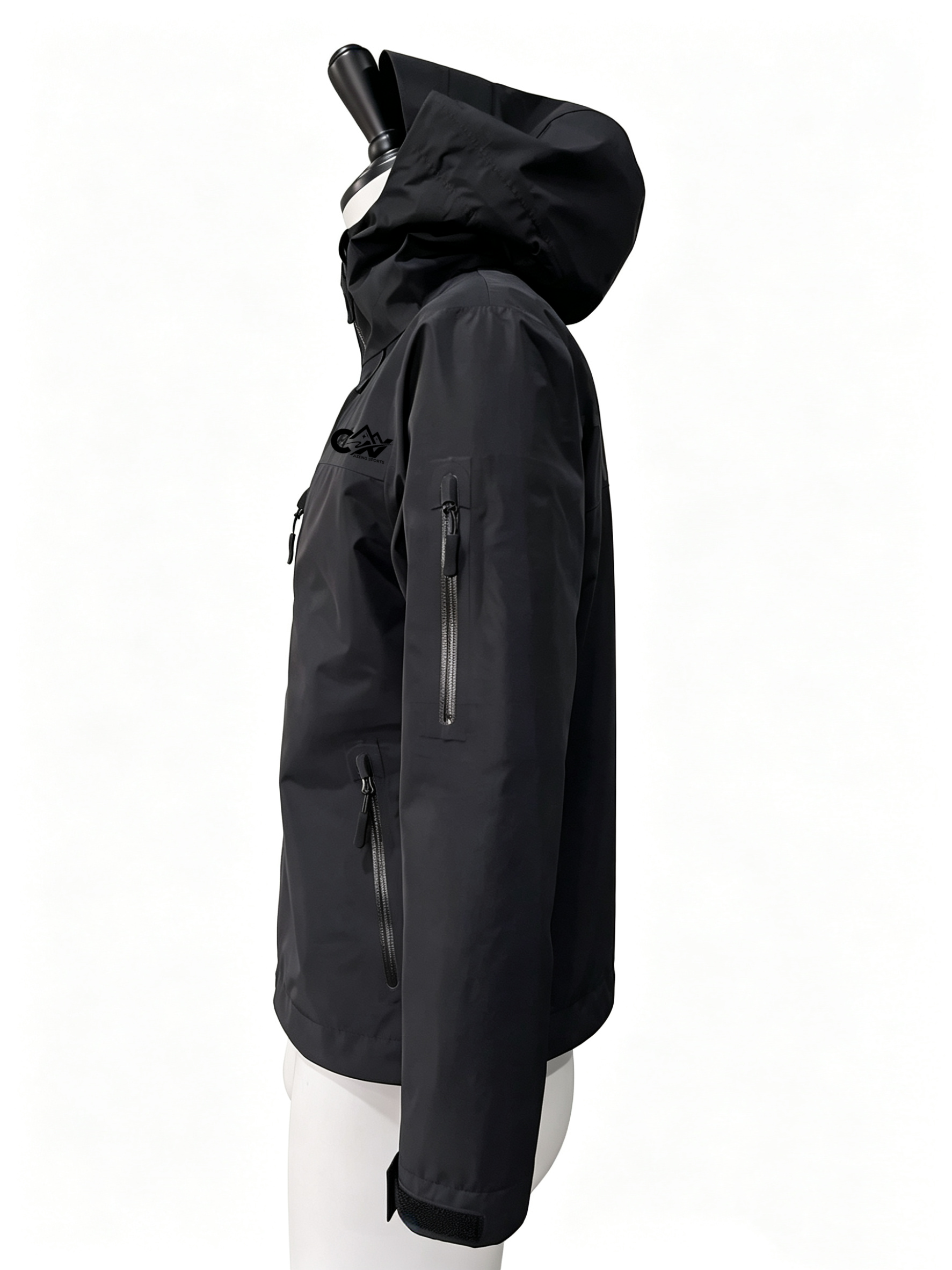 AZENG SPORTS Men's 3-Layer Waterproof Jacket | 20,000mm | 6-Pocket | Dual-Slider Front Zip