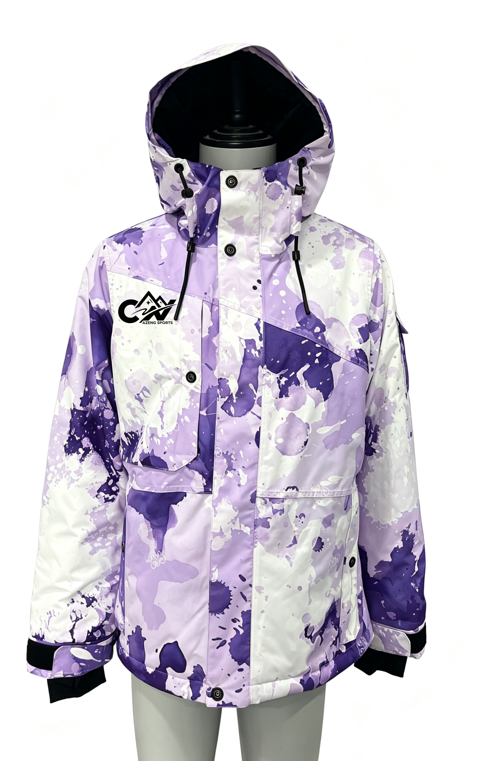 AZENG SPORTS Camouflage Mens Waterproof Ski Jacket Snow Coat for Snowboarding and Skiing