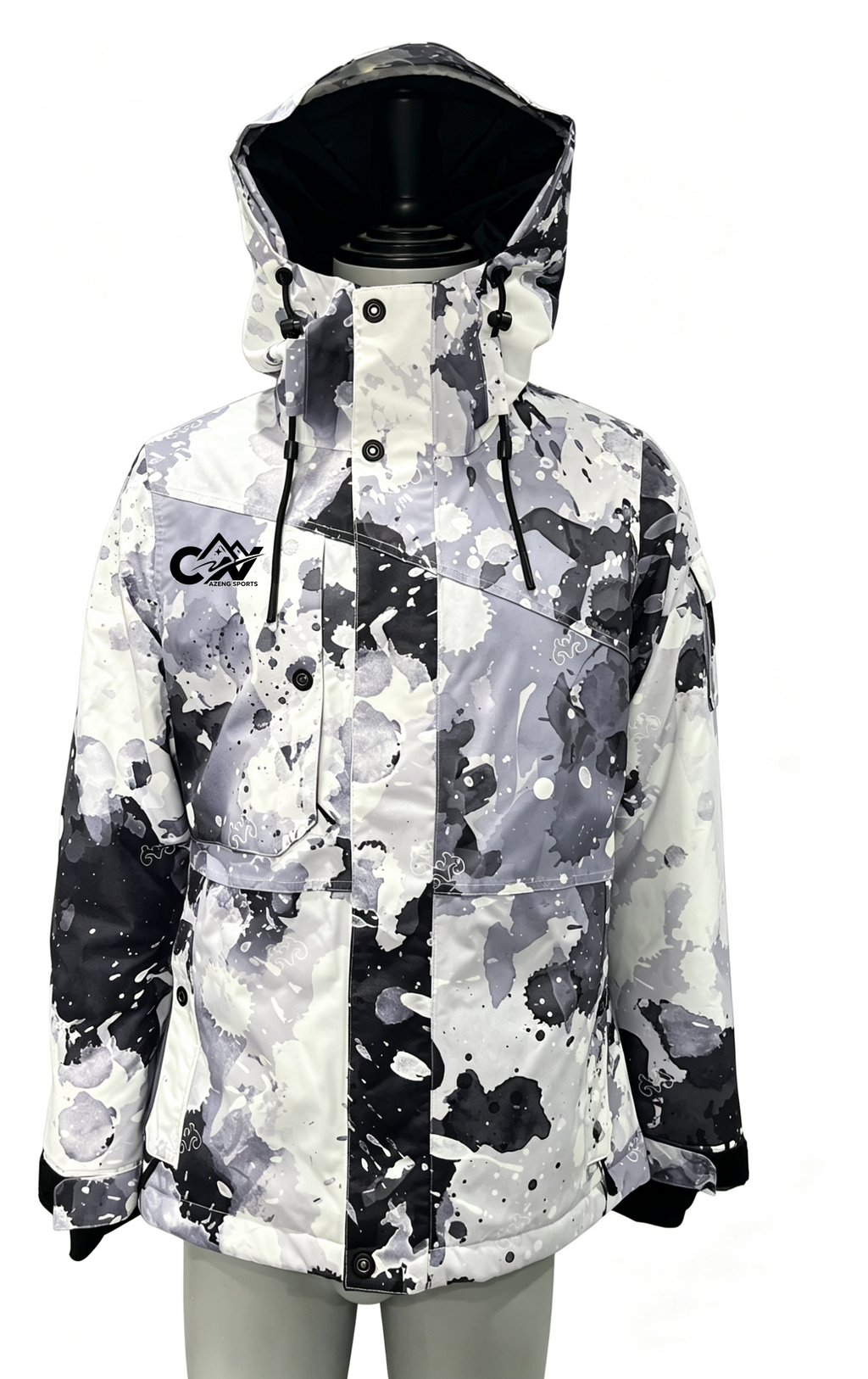AZENG SPORTS Camouflage Mens Waterproof Ski Jacket Snow Coat for Snowboarding and Skiing