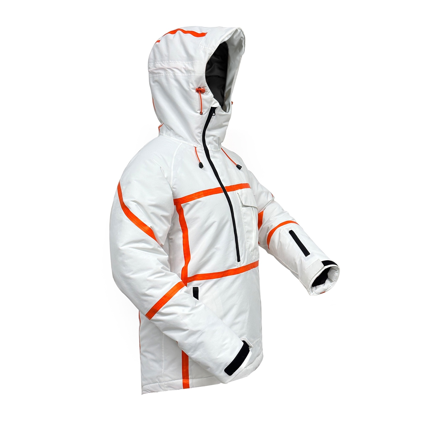 AZENG SPORTS Men's Waterproof Ski Jacket – White & Orange Edition Snow Coat